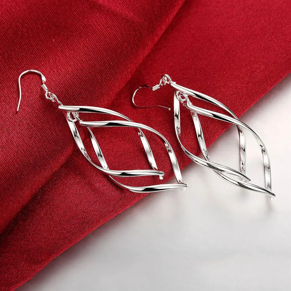 Fine High Quality Silver Color Earrings Fashion Jewelry Elegant Woman  Hanging Drop Long Wedding Christmas Gifts - 6