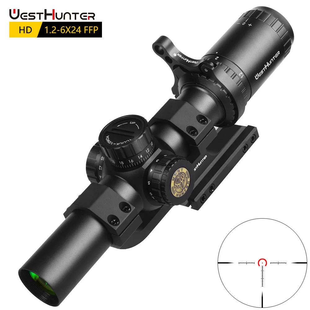 Rifle Scope WestHunter HD 1.2-6X24 FFP Compact Scope First Focal Plane Tactical Hunting Riflescopes
