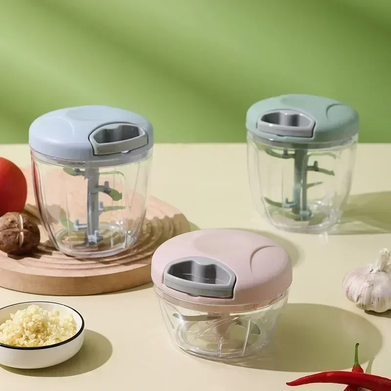 500ML Manual Meat Mincer Garlic Chopper Rotate Garlic Press Crusher Vegetable Onion Cutter Kitchen Cooking Food Chopper
