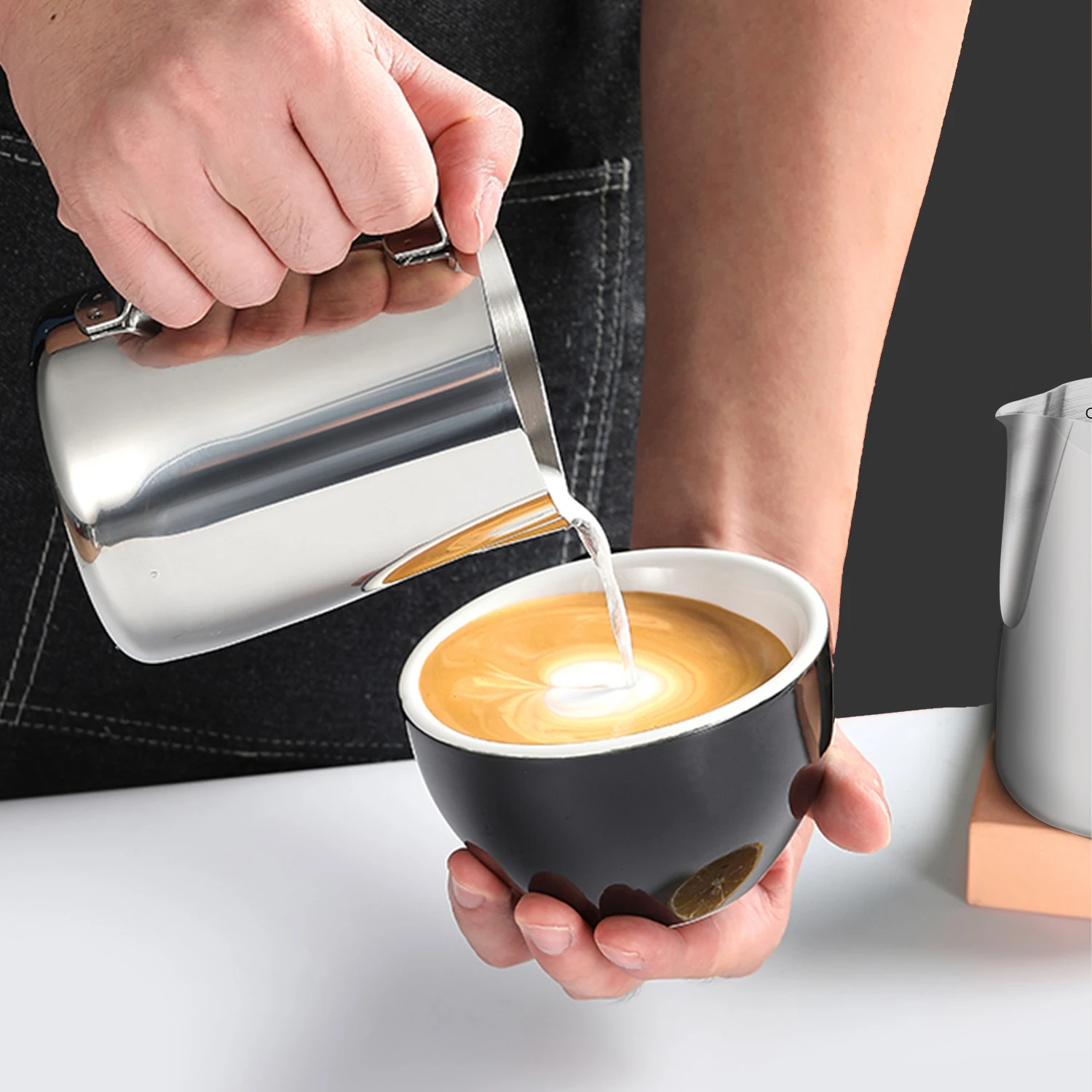 Milk Frother Jug 350/600ml Stainless Steel Coffee Milk Jar Foam Pot Steam Coffee Espresso Art Latte Pot for Home Caf&eacute; milk frother jug,milk frothing jug
