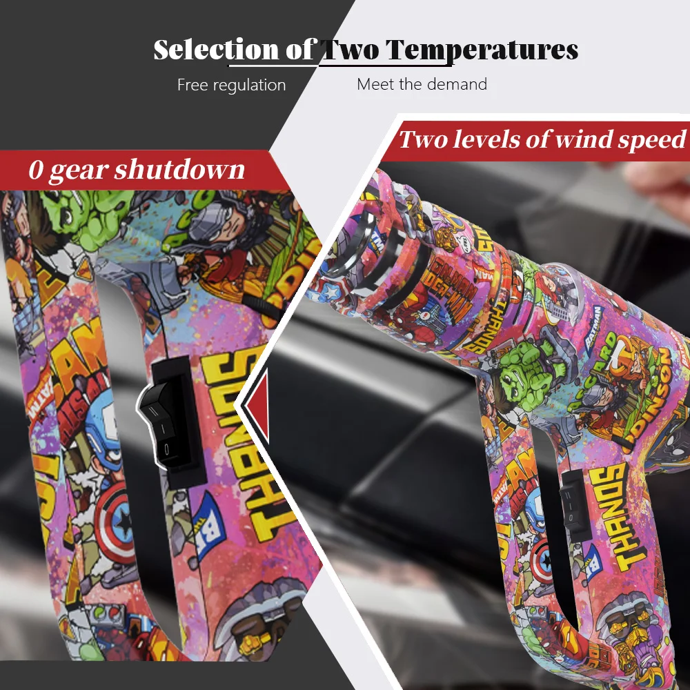 Graffiti Hot Air Gun Temperatures Adjustable Car Film Heat Gun Thermal Blower Shrink Wrapping With Anti scald Cover 220V 2000w