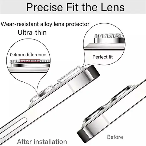 Bling Glitter Diamond Camera Lens Protector Case For iPhone 17 16 15 14 13 12 11 Pro Max Plus Sreen Protectors Film For iPhone17 - Image 4