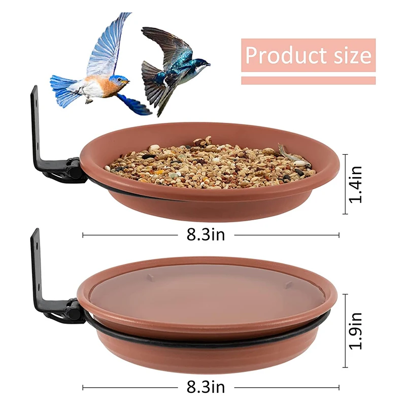 Bird feeder 2 Bird Trays Tree Mounted for Bird Feeder Bath Bowl Installed on Wooden Fence Wall Tree Deck Stakes
