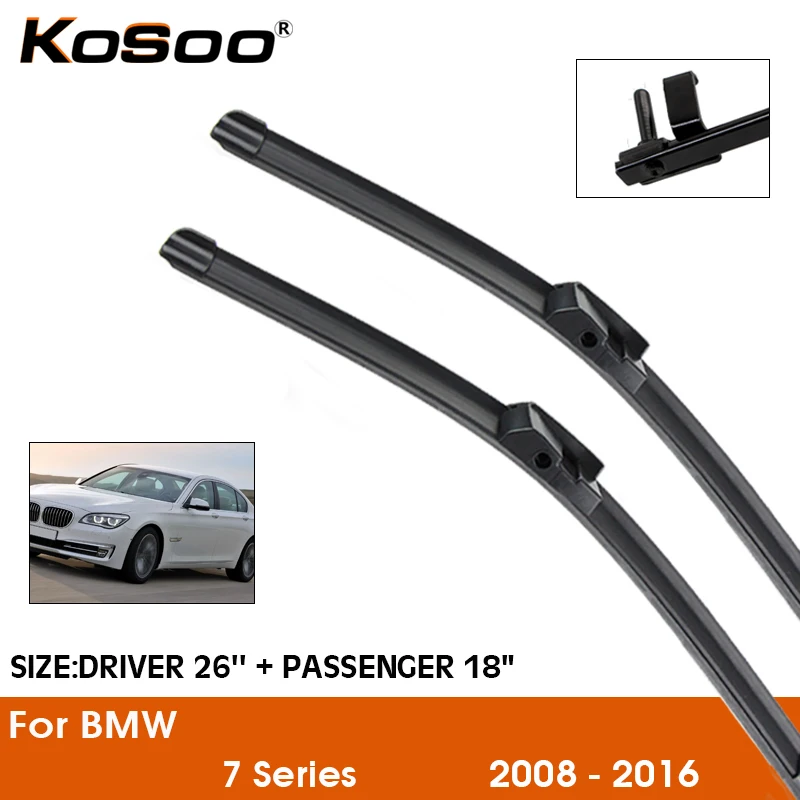 

KOSOO For BMW 7 Series Car Wiper Blades E65 E66 E67 E68 F01 F02 F03 F04 G11 G12 730Li 730i 735i 740 745i 750i 760i 730d 740d 745