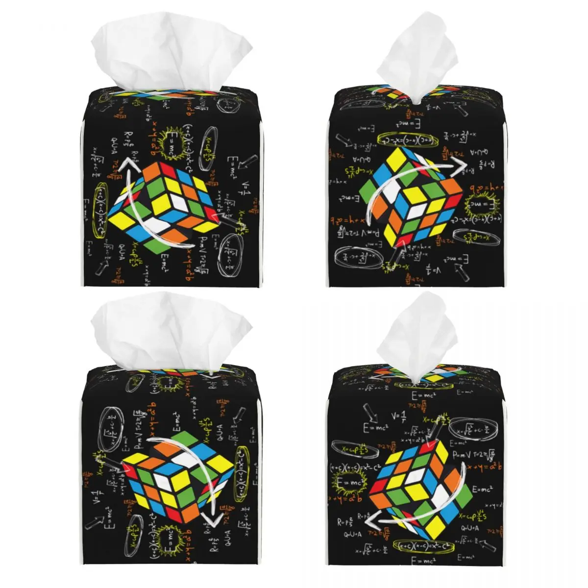 Custom Cool Math Rubix Rubik Player Cube Facial Tissue Box Cover Square Rubics Math Lovers PU Leather Tissue Box Holder for 2