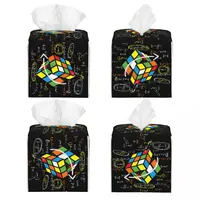 Custom Cool Math Rubix Rubik Player Cube Facial Tissue Box Cover Square Rubics Math Lovers PU Leather Tissue Box Holder for 2