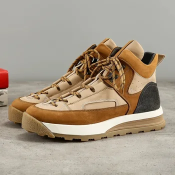 Men`s Autumn winter Vintage Cowhide leather breathable anti-slip Martin boots mens all-match casual shockproof working boots