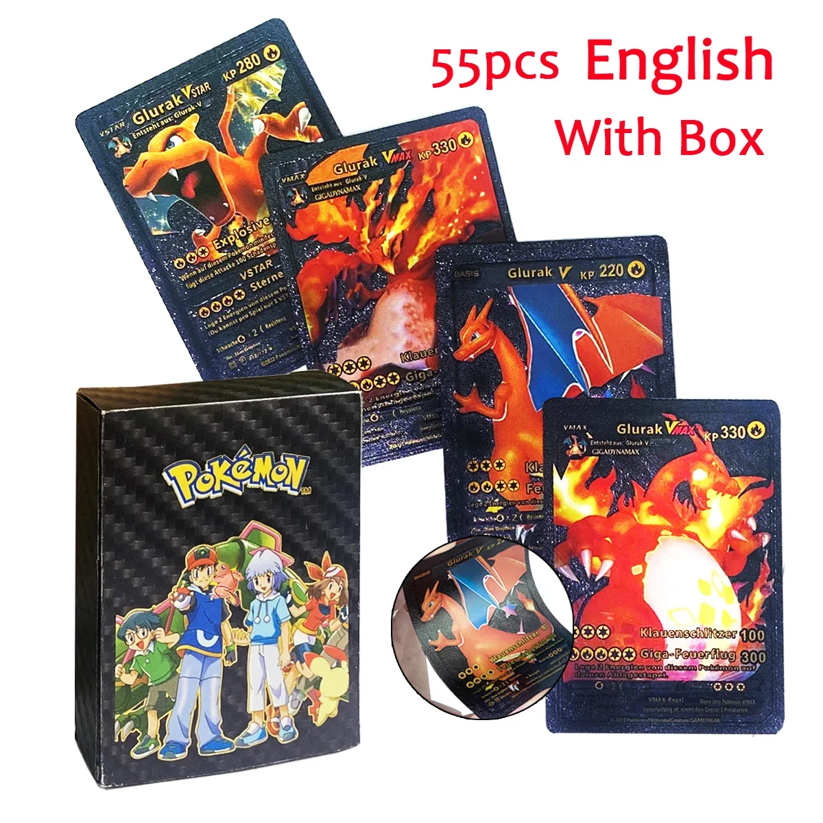 NEW 27-110PCS Cartas Gold Cards Spanish English French German Foil Silve Cards Charizard Vmax Gx Game Collection Card