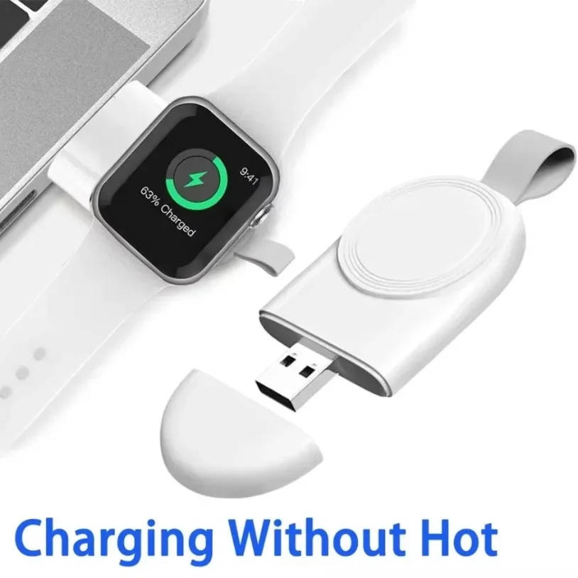 Portable Mini Magnetic Wireless Charger Dock For Apple Watch Series 9 8 7 6 5/SE/3/2 Wireless Charging Cable Charger For Iwatch