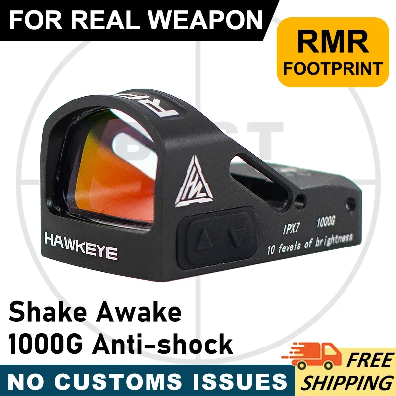 Red Dot Sight HAWKEYE-RPG MINI 2 MOA 1&times;24 R*R Footprint Real Pistol Refle Shotgun Shake Awake Waterproof Top Battery Install