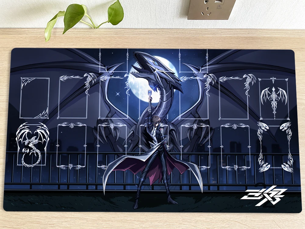 YuGiOh Duel Playmat Blue-Eyes White Dragon TCG CCG Mat Trading Card Game Mat Table Desk Play Mouse Pad Free Bag