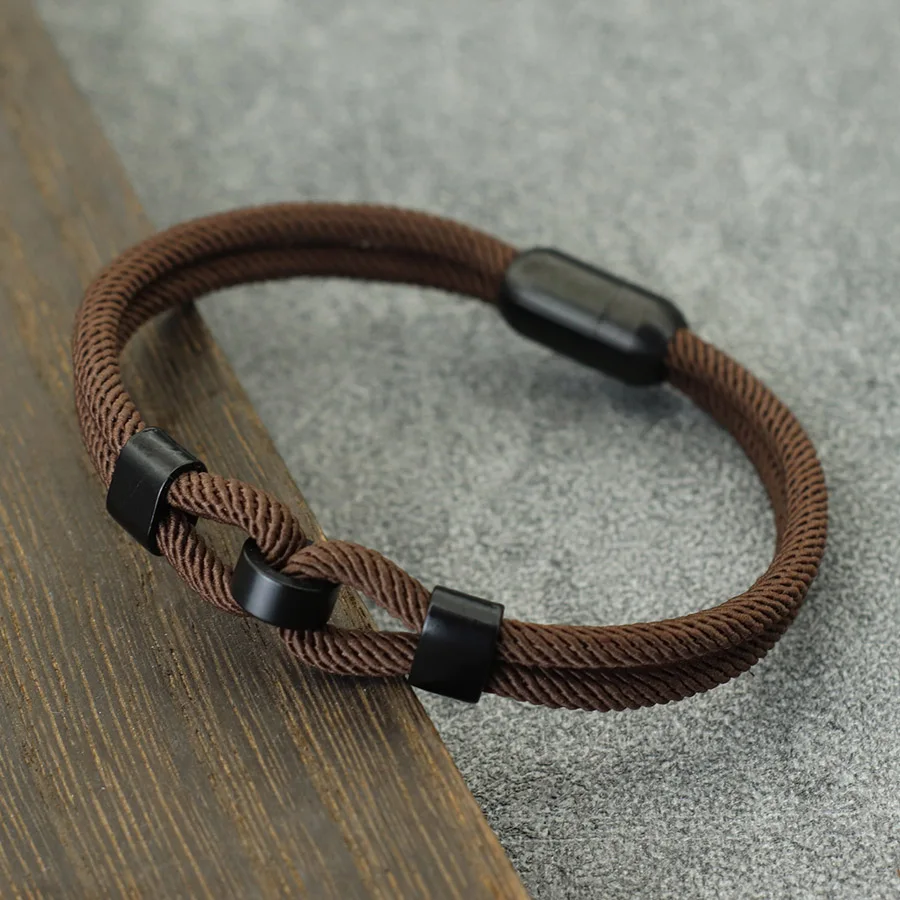 Noter neues Design Männer Armband Edelstahl starke Magnets chnalle stilvolle Knoten Wrap Braslet Pulsera Hombre Glück roten Faden – Detail 13