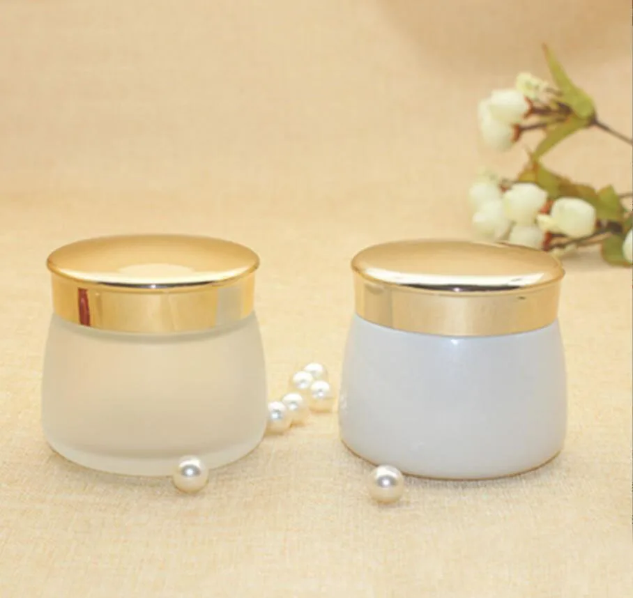 130g-pearl-white-glass-jar-pot-gold-silver-lid-essence-mask-cream-night-cream-moisturizer-gel-body-scrub-essence-skin-care-pot