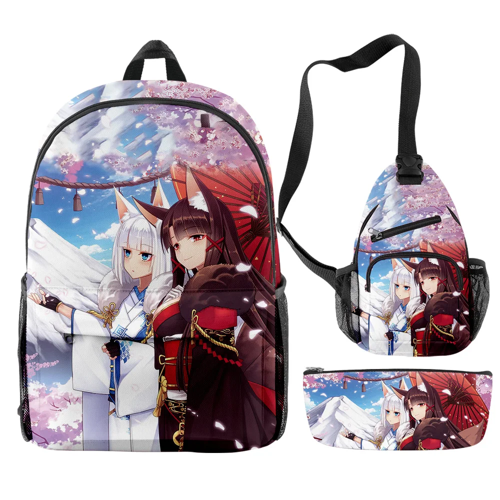 Popular Fashion Funny Azur Lane Game 3D Print 3pcs/Set pupil School Bags Trendy Travel Laptop Backpack Chest Bag Pencil Case