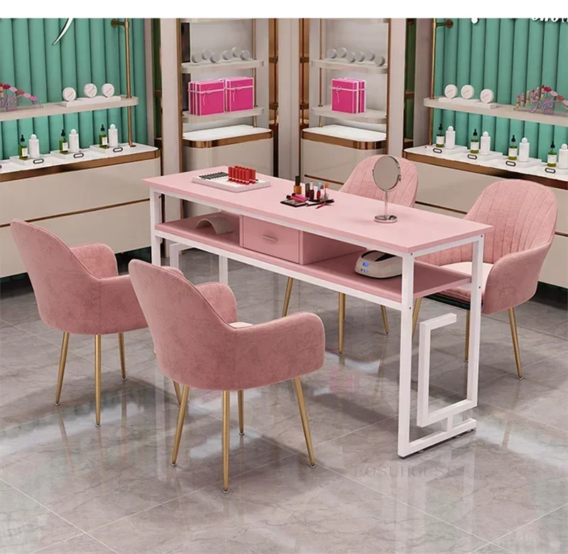 Table et chaises de salon de manucure minimalistes, tables à ongles  modernes, ensemble de luxe léger, meubles de manucure double, YX -  AliExpress