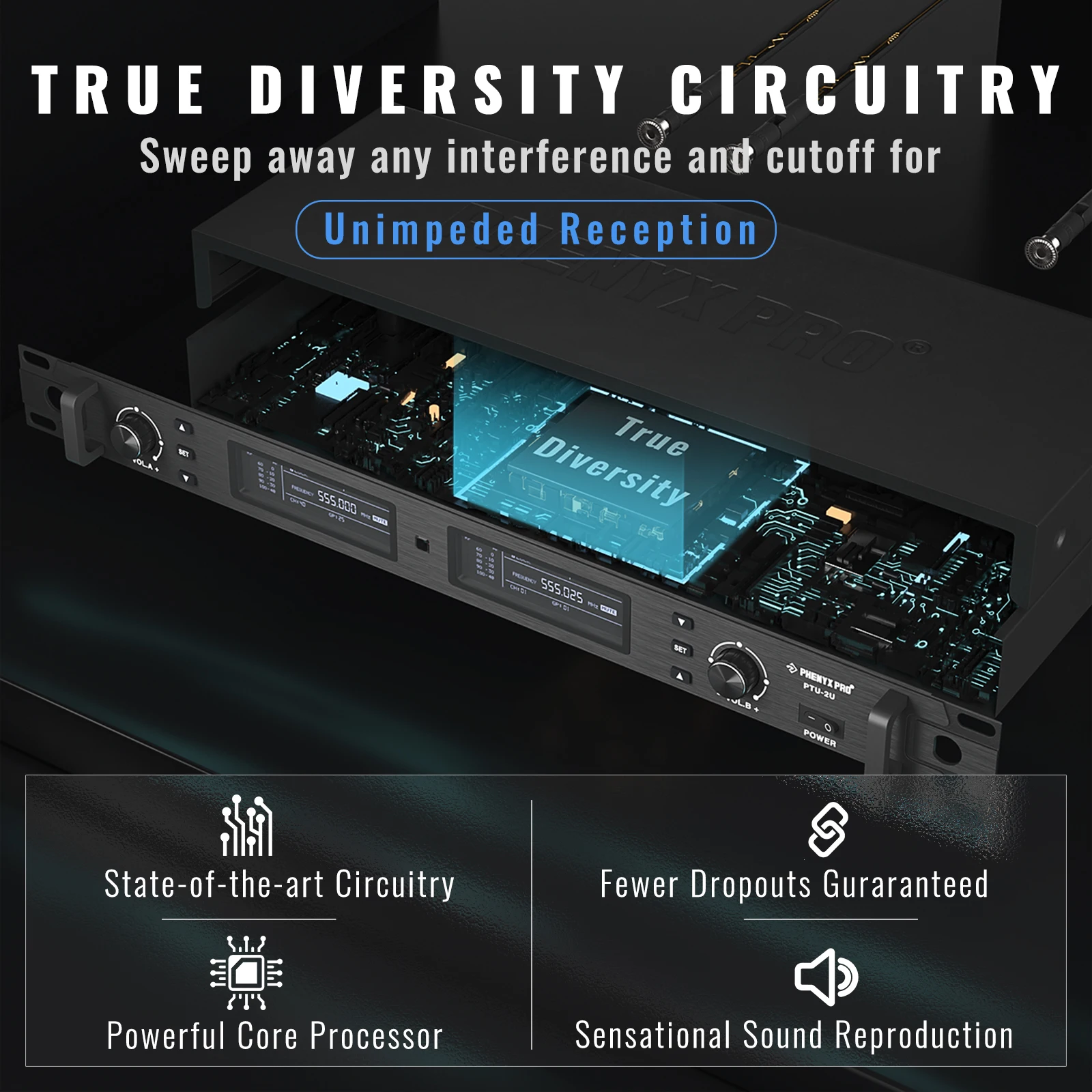 Wireless Microphone System Phenyx Pro True Diversity Dual