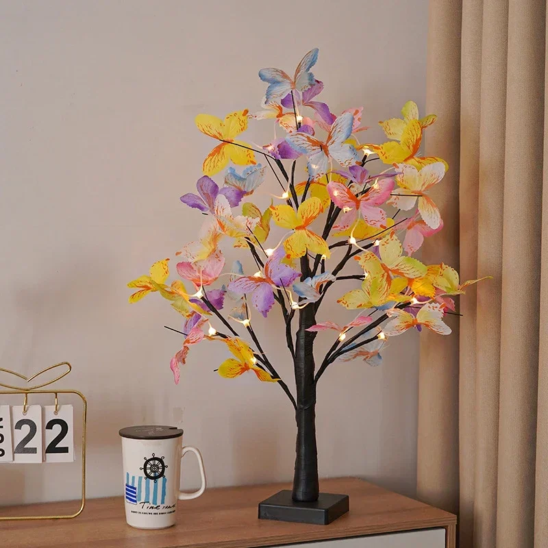 LED Night Light RechargeableTabletop Bonsai Tree Lights Butterfly Tree Lamp DIY Gift Party Holiday Camping Summer Home Decor