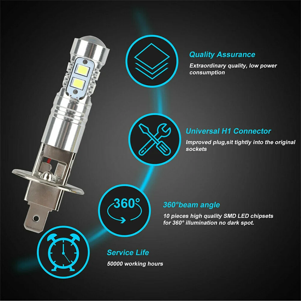 

Лампа для противотуманных фар H1, противотуманные фары, противотуманные фары для вождения, высокая мощность, дальний свет/ближний свет, лампа для дневного света 50 Вт
