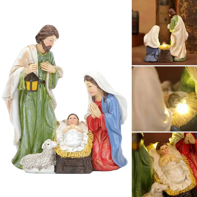 

Christmas Tree Nativity Decorations 2D Acrylic Holy Family Statue Ornaments Colorful Pendant With Rope Festival Gift home decor