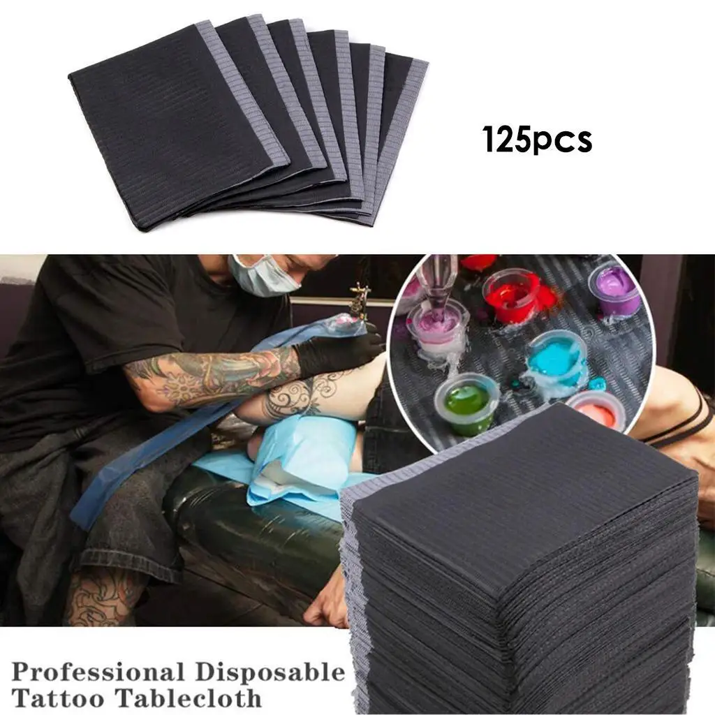 125x Tattoo Table Covers Patient Bibs Dental Napkins Clean Pad Black