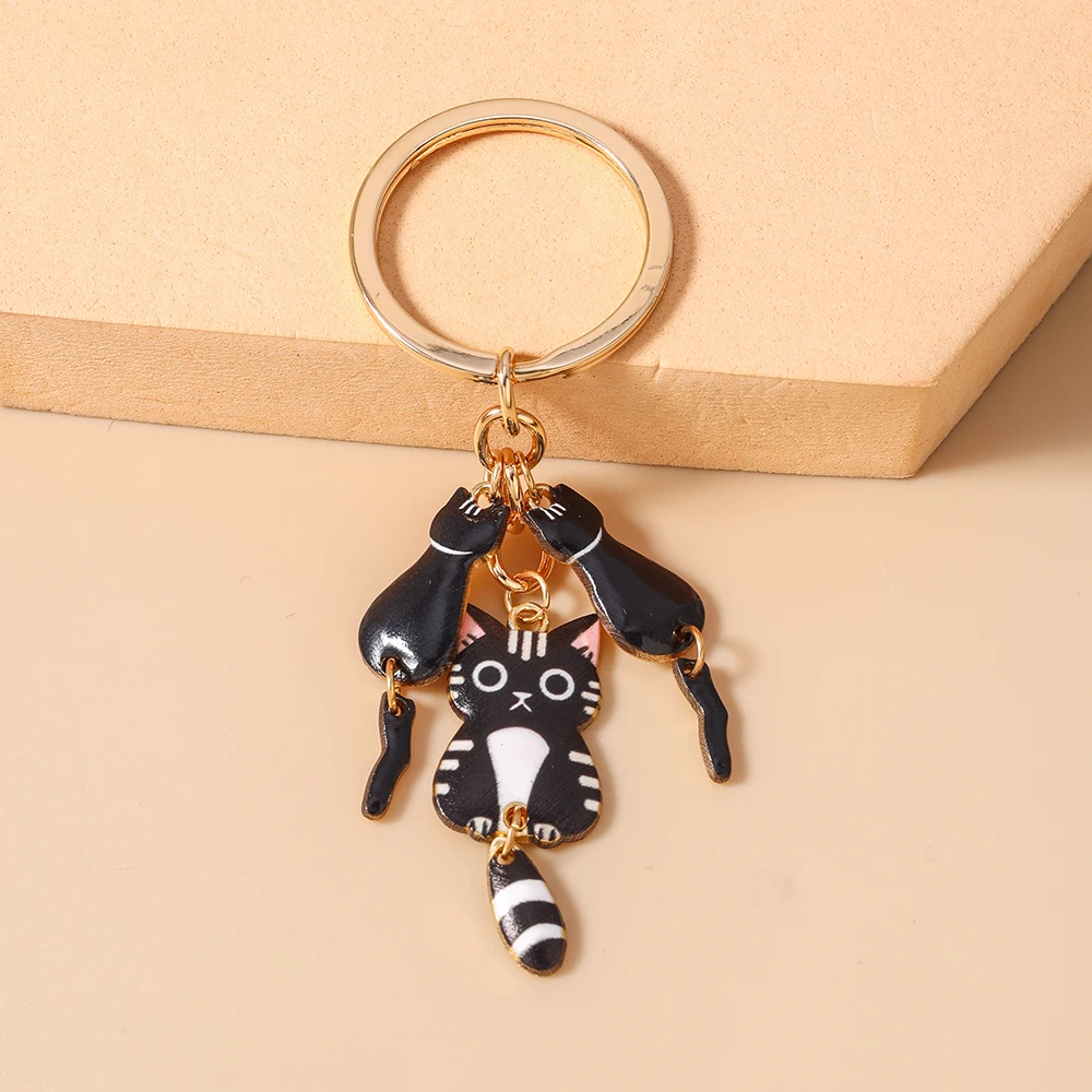 Cartoon-Tier-Schlüsselanhänger, Emaille-Katzen-Charms, Schlüsselringe für Damen und Herren, Handtaschenanhänger, Schlüsselketten, DIY-Schmuckdekoration – Detail 9