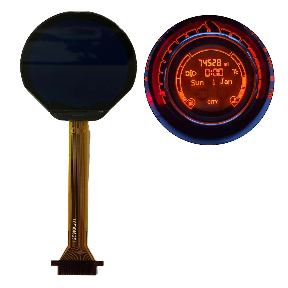 Display Lcd Del Quadro Strumenti Con Nastro Per Fiat 500 2008-2011 Cog-Vlit 1592-02 503015214010 D369 735628285 1 77359