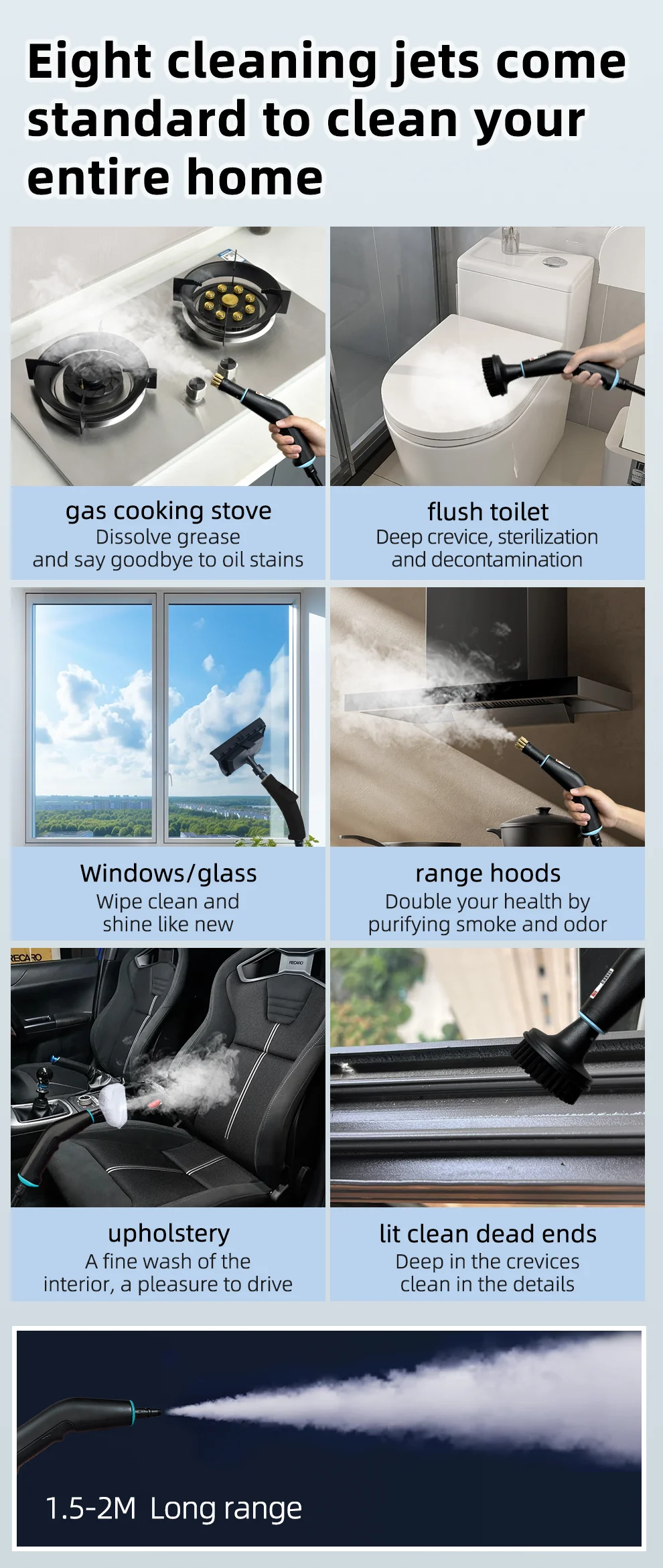 Description Picture 6 of item2500w High pressure Steam Cleaner Air Conditioner Kitchen Handlend Hood Car Steam Cleaner Machine Home Appliances EU/US Plug