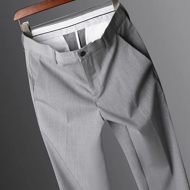 Minimalist Comfortable Business Casual Summer Men's 2024 Patchwork Button Pocket Zipper Fashion Solid Color Straight Pants