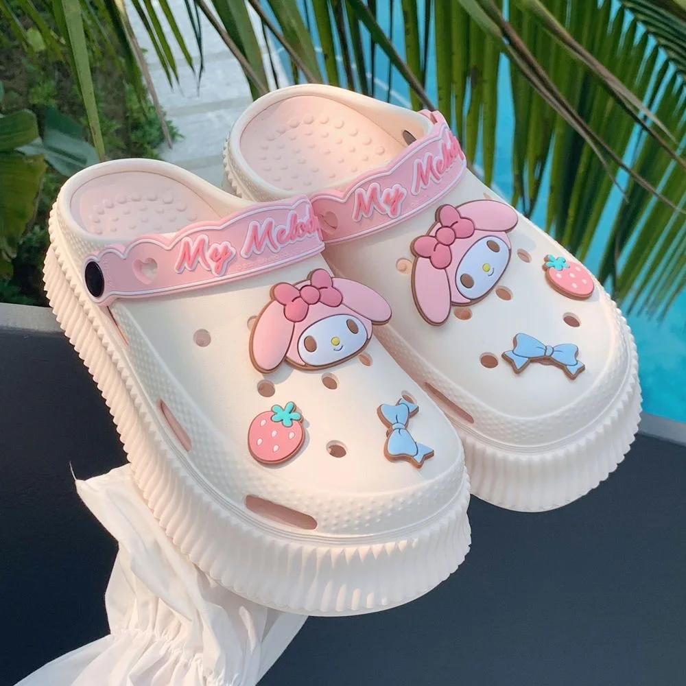 thumbnail image 1 of Miniso Kuromi Women'S Platform Sandals Slippers Cartoon Hello Kitty Kawaiil Slip-Resistant Shoes Cute Summer Girl Women Shoe, 1 of 5
