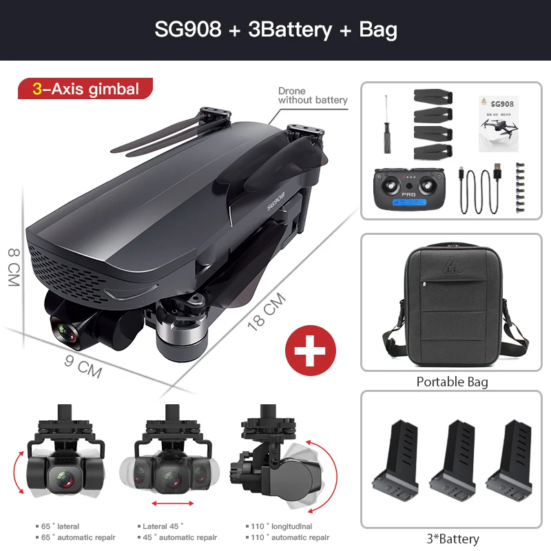 New SG908 MAX / SG908 Pro 4K Profesional Camera Drone With WiFi 3KM GPS 3-Axis Gimbal Obstacle Avoidance RC Quadcopter Drone big remote control helicopter RC Helicopters