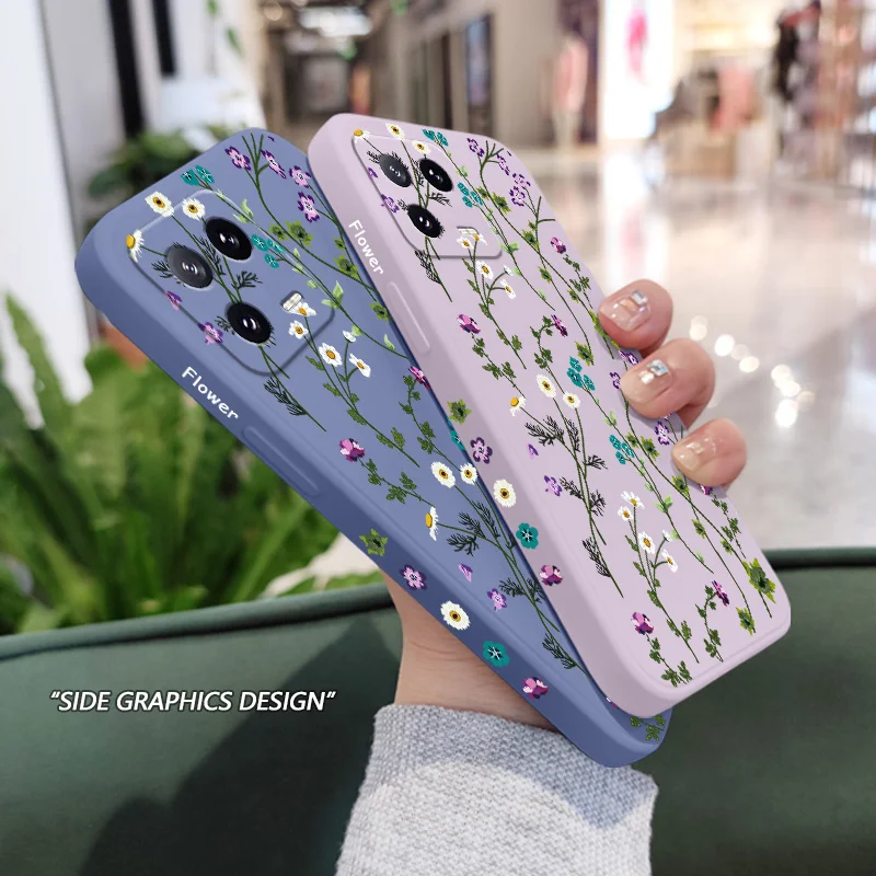 Elegant Fresh Flower Vine Liquid Silicone Phone Case