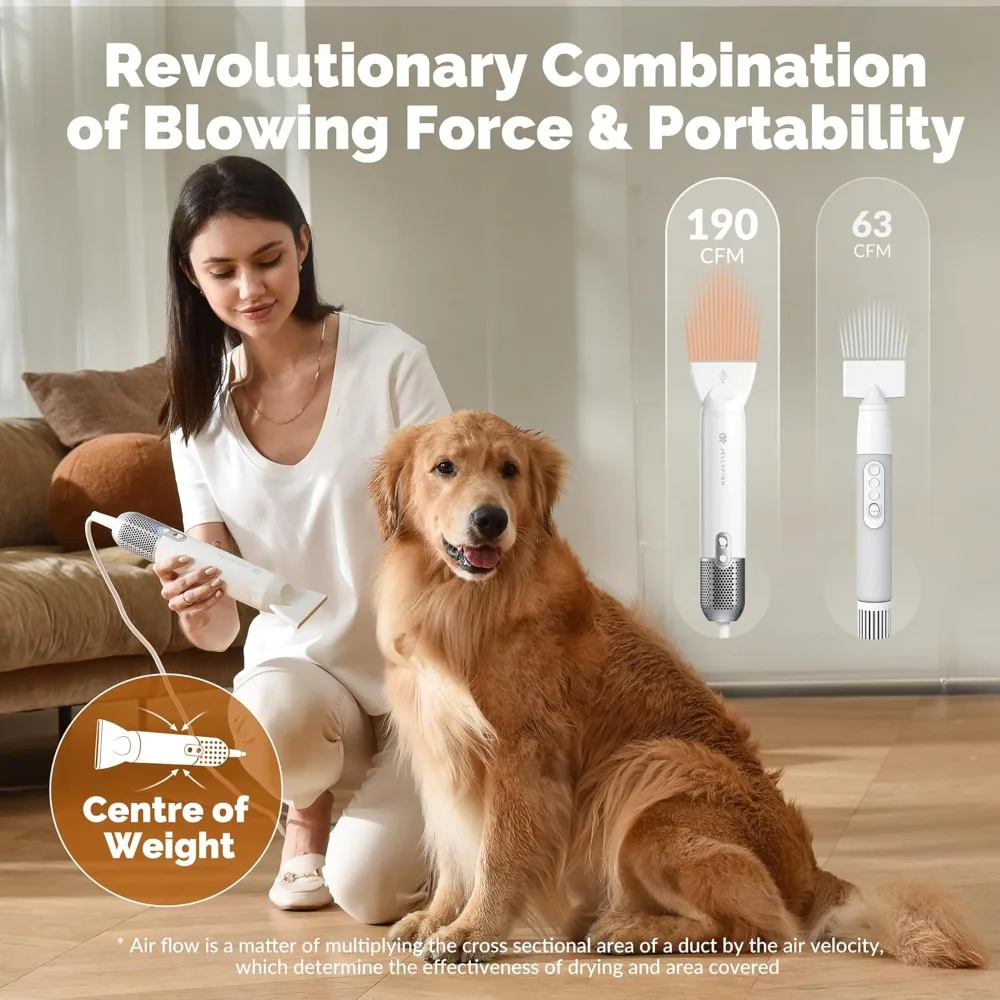 Portable High-Speed Dog Hair Dryer, Lightweight 1.21lb Handheld Grooming Tool with 2 Speeds and 4 Temperature Settings