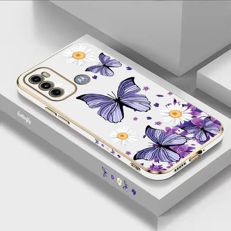 Purple Butterflies Luxury Plating Phone Case Cover
