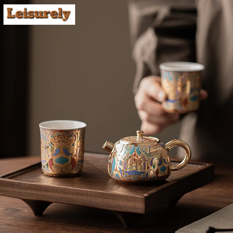 Creative Dunhuang Gilded Xishi Teapot Tea Set Complete Set Elegant Gaiwan Tea Ceremony Set Teapot and Tea Cup Set Teaset Craft