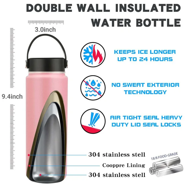 18-32oz Water Thermos Bottle Portable Stainless Steel Metal Vacuum  Drinkware Gym Sports Hydroes Warmer Insulated Drinking Gourd - AliExpress