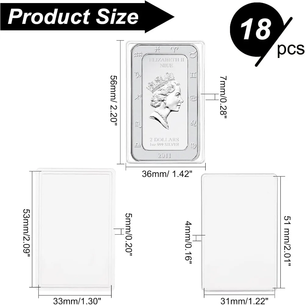 Silver Bar Holder Clear Storage Container Compatible Silver Bar Box for 1oz 1 Troy Ounce Collection of Coins storage box plastic storage box storage container