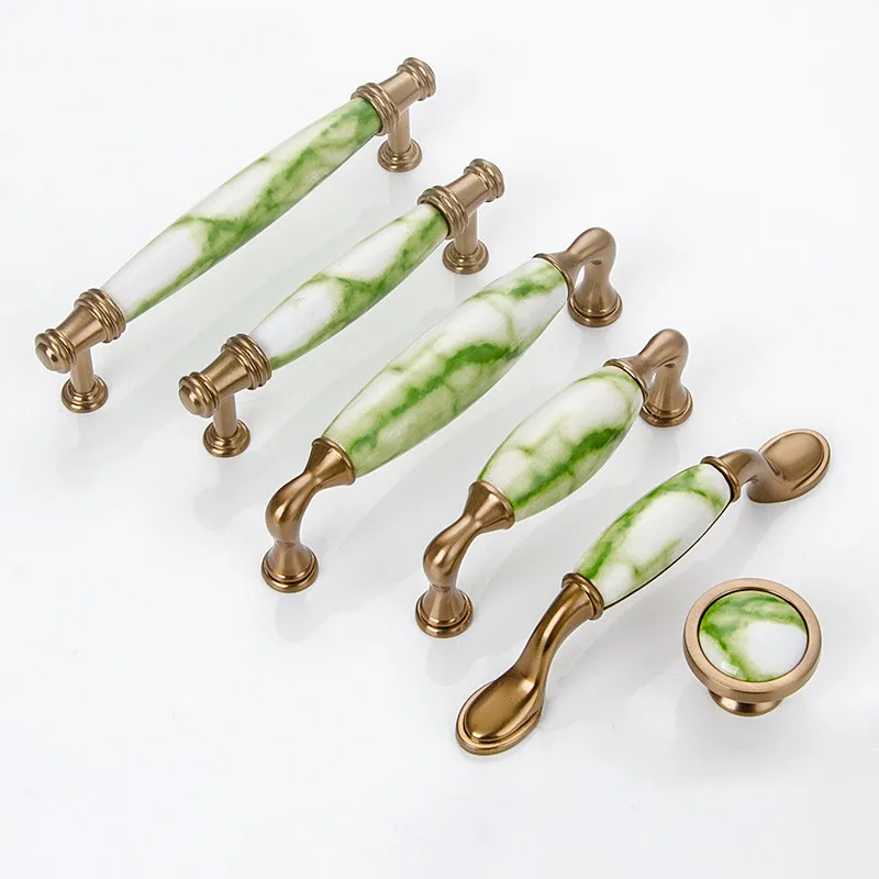 Matte Green Metall Cabinet Drawer Handles Scandinavian style furniture door handle Kitchen cabinet knob Wardrobe knob Cabinet dresser door