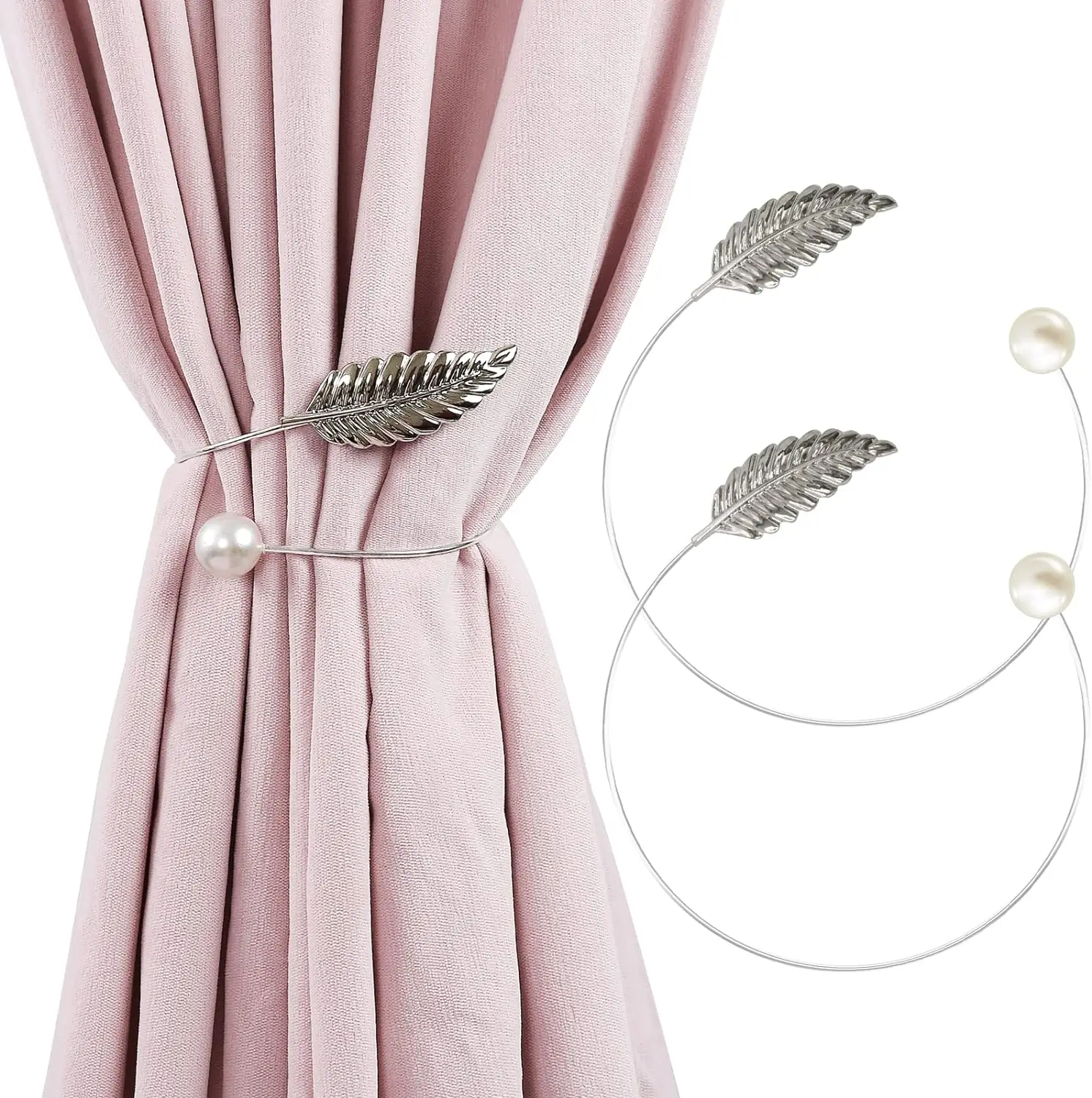 1 Piece of Pearl Leaf Curtain Metal Buckle, Adjustable Design, Suitable for Living Room, Bedroom, Terrace Door Curtain