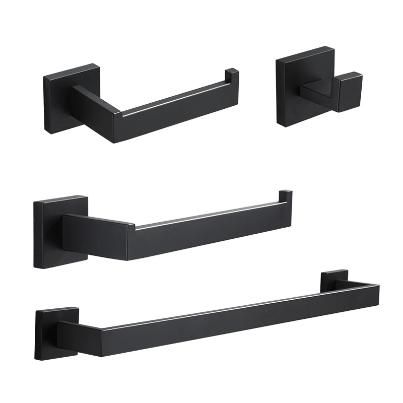 Luxo Preto Banheiro Hardware Grupo Cabide Doméstico Toalheiros Rolo de Papel Rack Brasão Conjuntos Gancho Pcs Kit