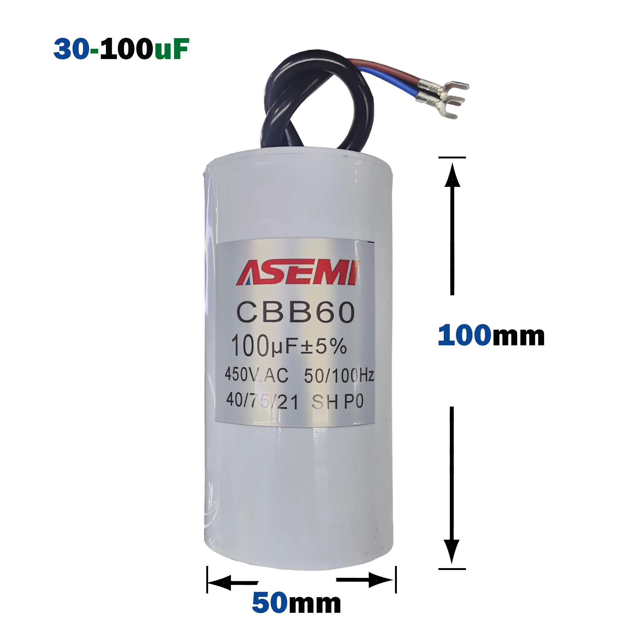 1PC CBB60 Kondensator 450V AC Motor Betriebskondensatoren für Waschmaschine Wasserpumpe 4UF 12UF 16UF 20UF 25UF 30UF 40UF 80UF 100UF – Detail 5
