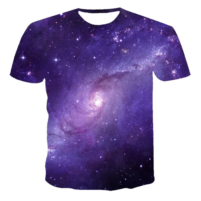 

Men's 3D Universe Starry Printed T-shirt, Breathable Harajuku, Cute Trend, Night View, Graphic Top, Summer Fashion