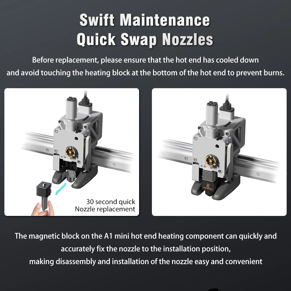 Bambulab A1 미니 핫 엔드 노즐의 새로운 기능 Bambulab A1 핫 엔드 Bambu 액세서리 노즐 Bamboo Lab A1 미니 3d 프린터 노즐 키트
