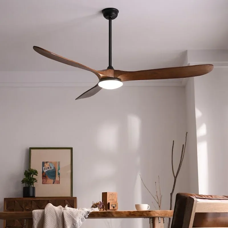 52 60 70 Inch Ceiling Fan Industrial Vintage Wooden Ventilator No Light Remote Control Decorative Blower Wood Retro Large Fans