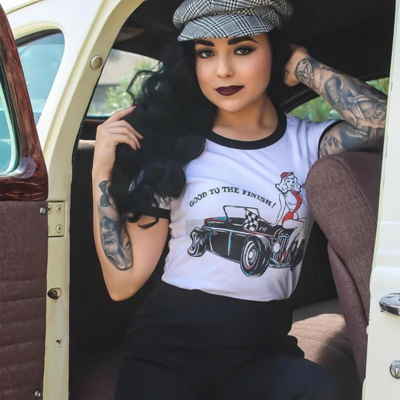 

Привлекательные женские футболки с надписью Good To The Finish, хлопковая белая черная футболка с графическим рисунком, модная футболка Харадзюку с круглым вырезом и коротким рукавом