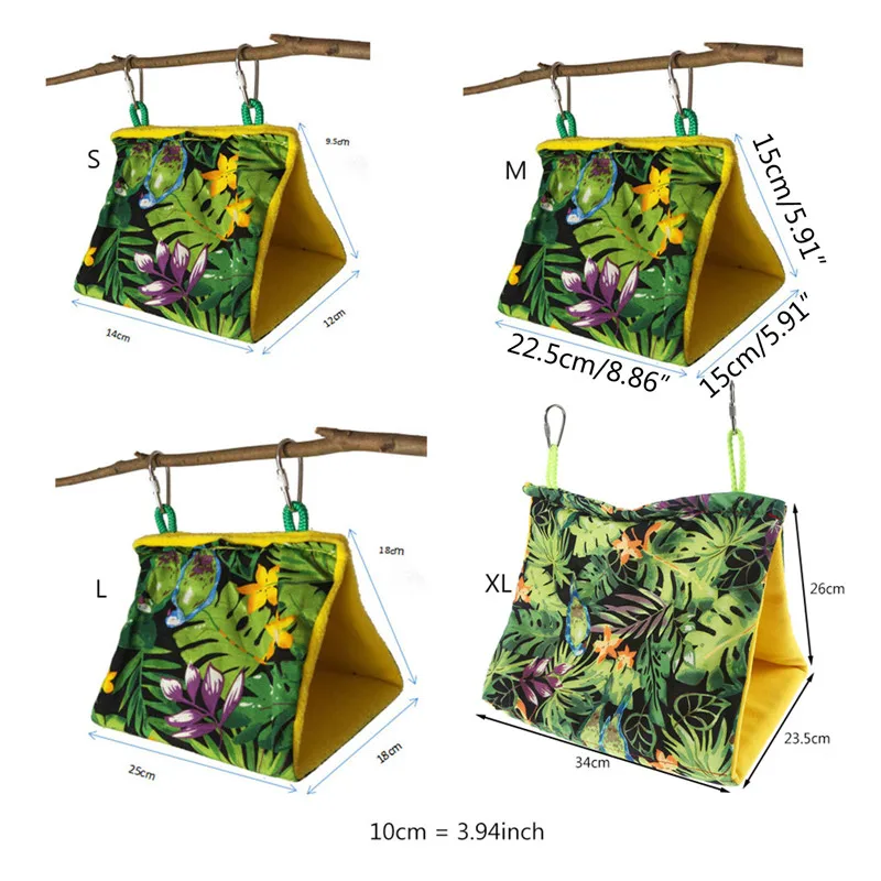 작은 애완 동물용 새 앵무새 둥지 걸이 케이지 텐트, 앵무새 해먹, 삼각형 오두막, 쉘터 둥지 퍼치 스탠드, 스윙 새 용품