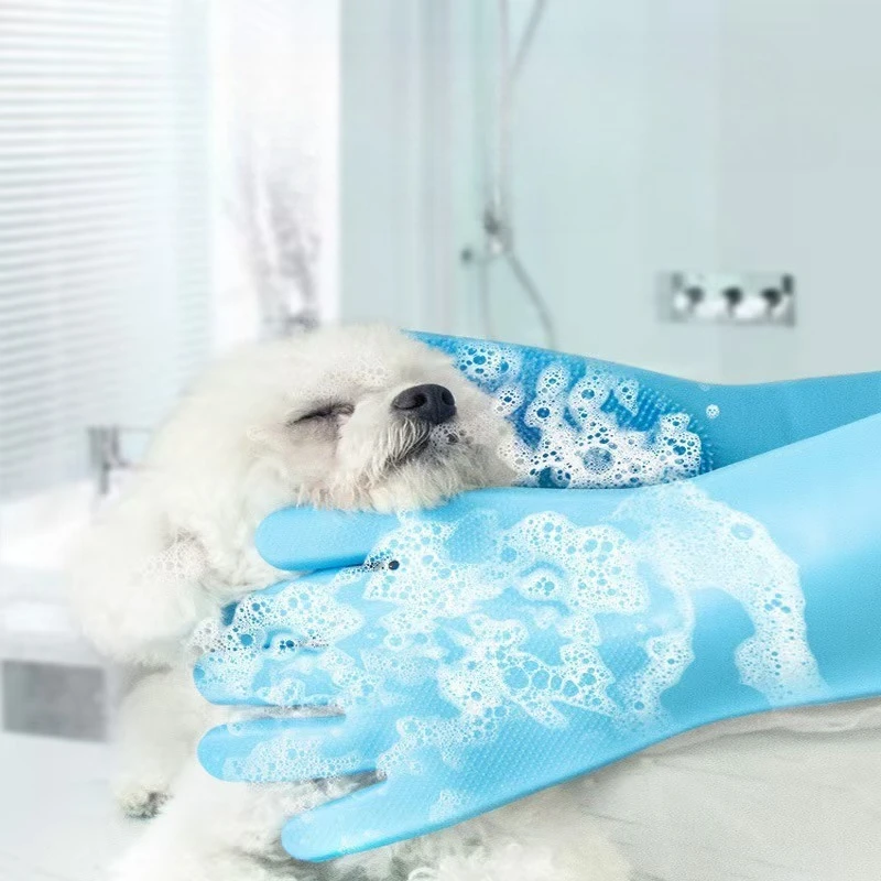Pet Grooming Magic Silicone Scrubber Gloves