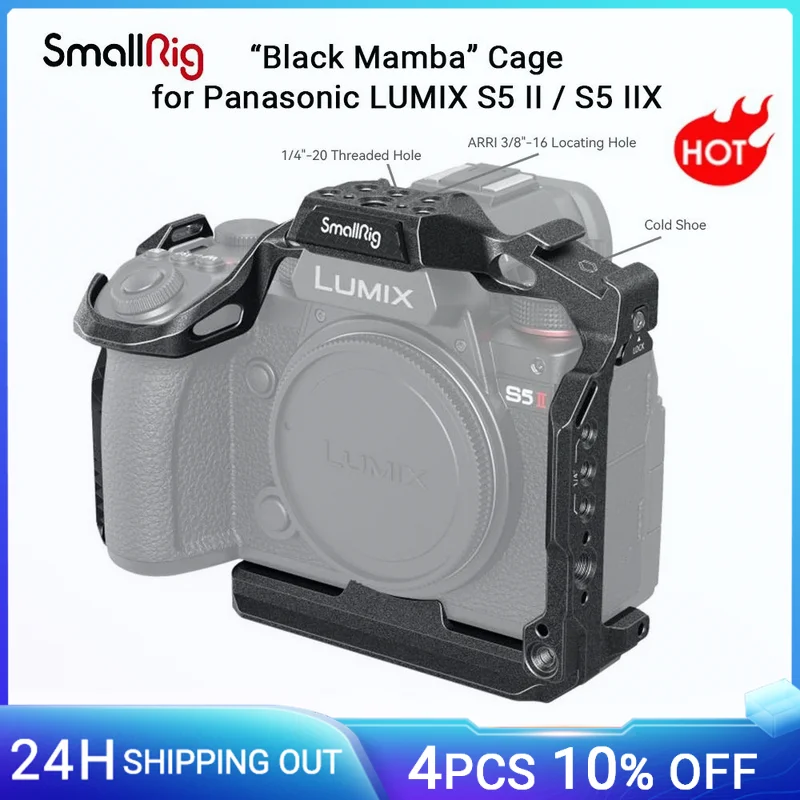 Smallrig "Black Mamba" Cage & Kit Per Panasonic Lumix S5 Ii / S5 Iix W Arca-Swiss Piastra A Sgancio Rapido Per Dji Rs 3/Rs 3 Pro 4024