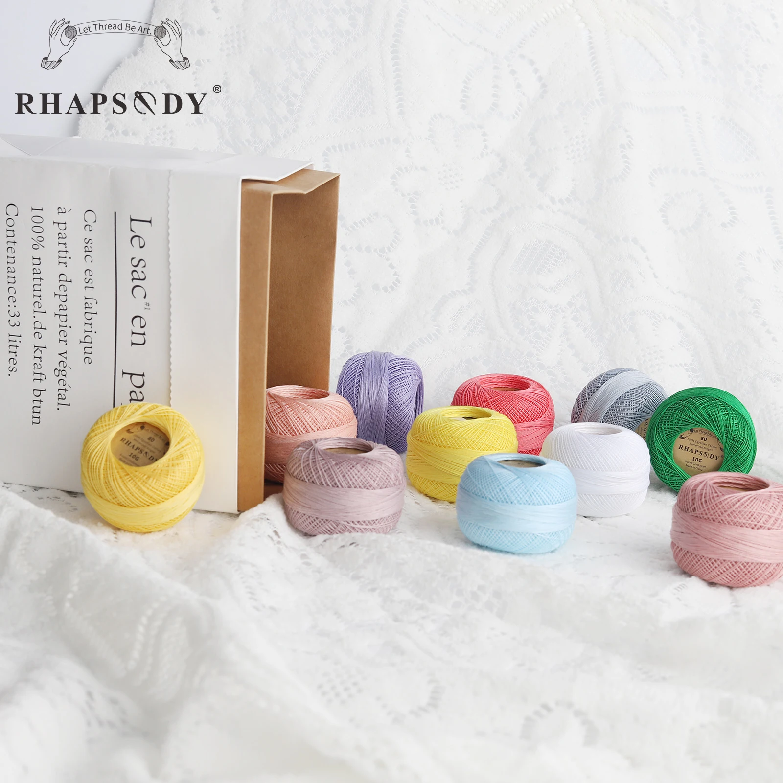 Rhapsody Größe 80 100% Ägyptische Baumwolle Doppelt Gesengter Mercerisierter Faden 10G 184 Yard Für Alle Nadelarbeiten Häkeln Zierknoten Stricken – Detail 6