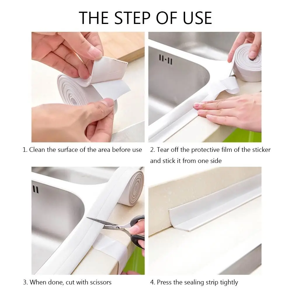 Description Picture 4 of itemMildew-proof Caulk Tape Countertop Self Adhesive Kitchen Sealant Strip Bathroom Tub Toilet Shower Tile Sealer Household