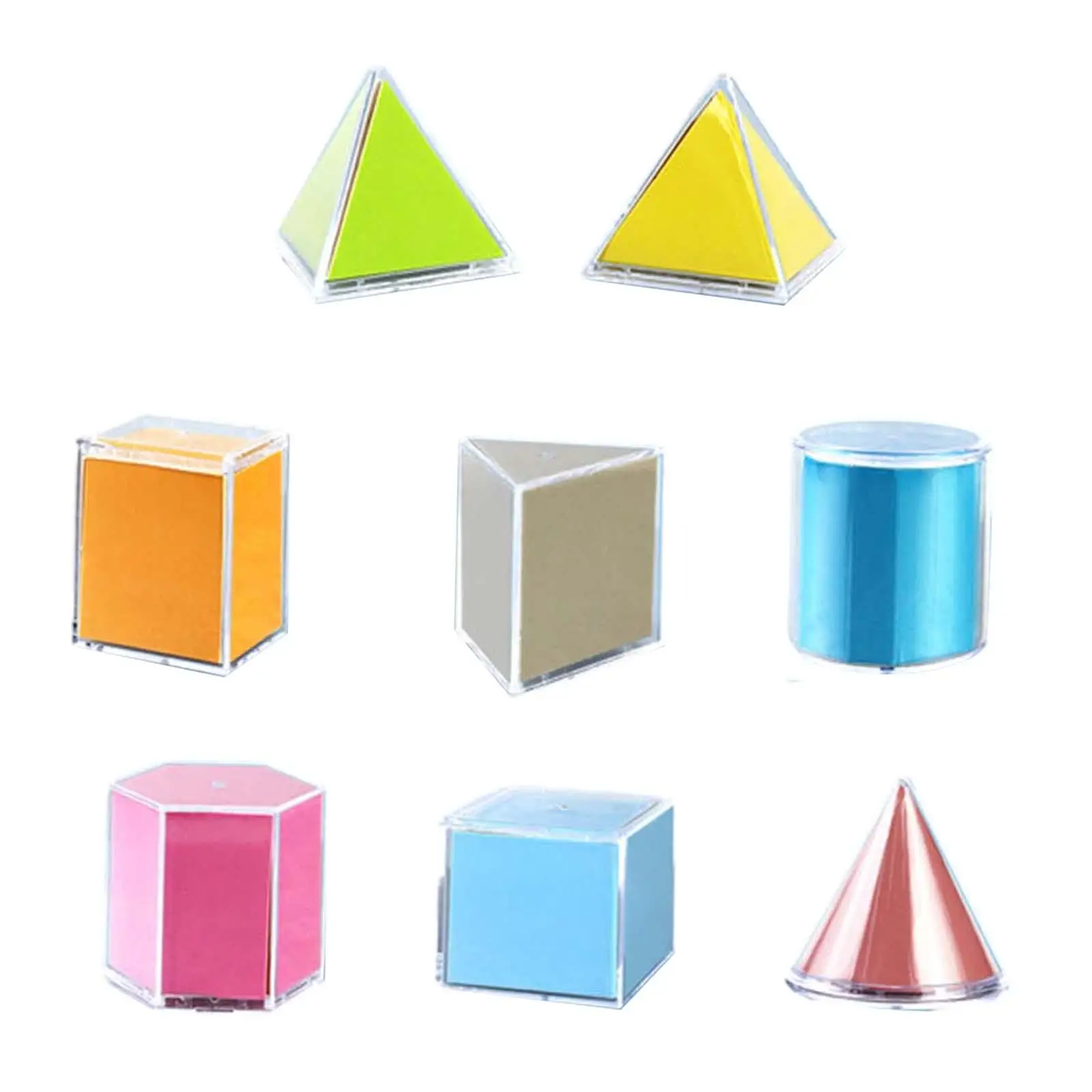 8Pcs Geometric Shape Blocks Educational Toy Math Learning Material for Children Teacher Supplies Math Helper Preschool Ages 3+